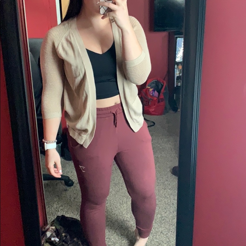 Tan cardigan!